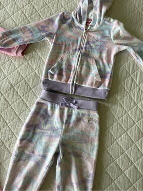 Juicy Couture Pastel Tie-Dye Plush Hoodie Jacket and Joggers Set